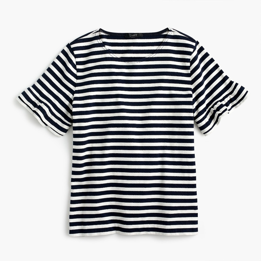 J. Crew Ruffle-sleeve T-shirt in stripe